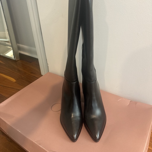 Franco Sarto Black Leather Heeled Boots - Picture 2 of 4